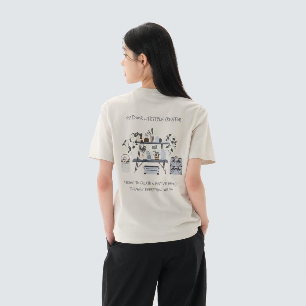 SNOWPEAK Cotton Botanic Graphic Short-Sleeve T-shirt Light Beige (S26MUFTS60)