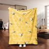 Yellow Bee Flannel Blanket Nature Theme Fleece Throw High Quality Material Multi Purpose Essential  Print Soft Comfortable