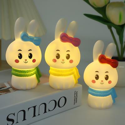 Night Light Rabbit Figurine Miniature Bunny LED Lamp Room Home Decoration