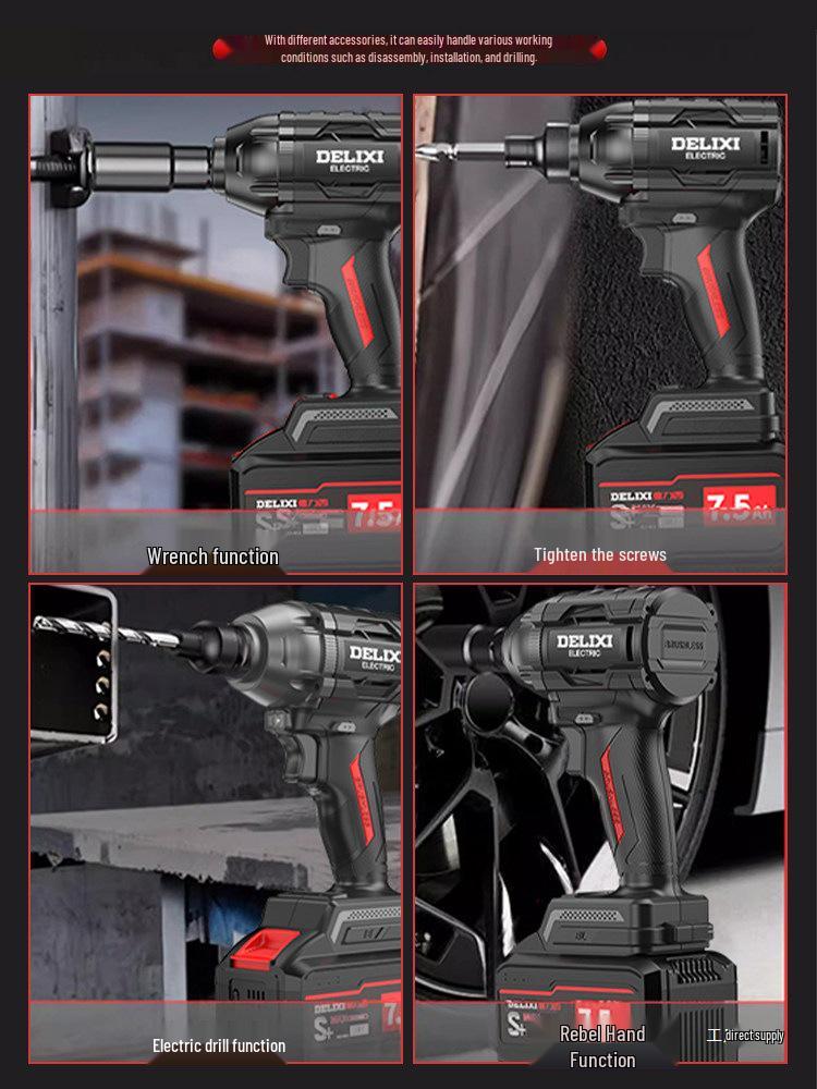 Delixi Brushless High Torque Multi-Tool Set: Electric Wrench and Angle Grinder.