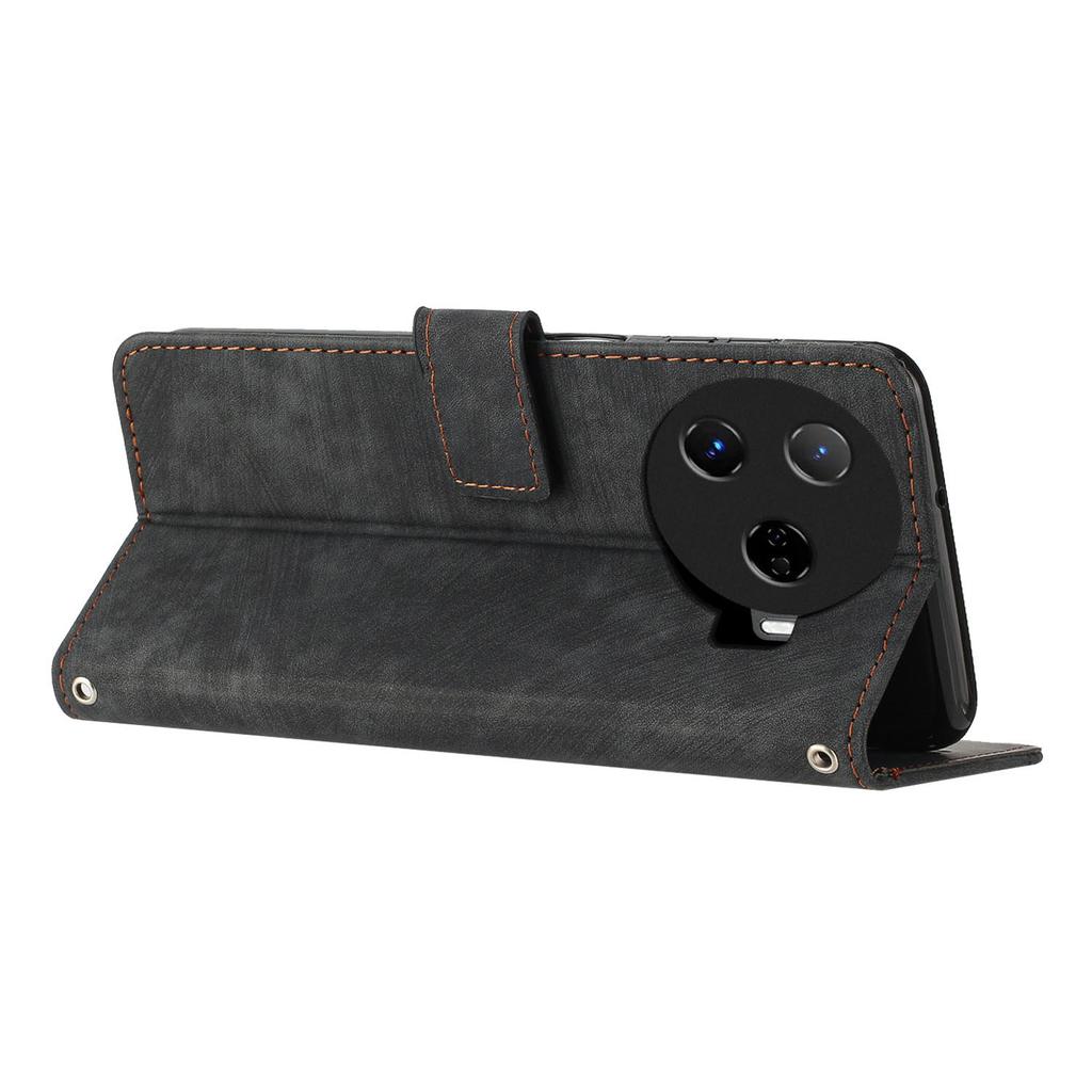 For TECNO Camon 30 Pro 5G Phone Cover Lines Imprinted Anti-Scratch PU Leather Stand Case