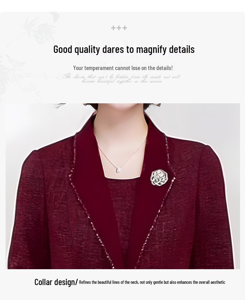 Elegant Winter Plus-Size Mid-Length Faux Two-Piece Dress for Mother-in-Law's Wedding Banquet 2025