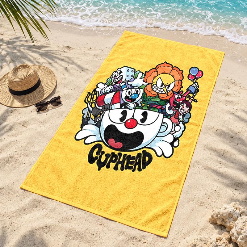 Cuphead Microfiber Beach Towel Quick Dry Sand Free Lightweight Beach Towels for Travel Swimming Camping