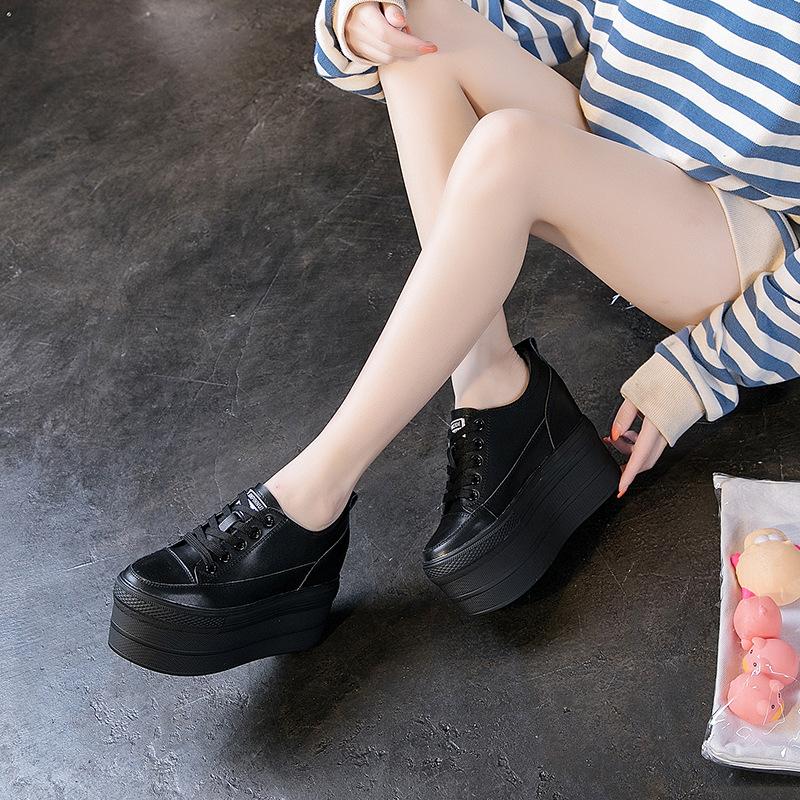 Fujin Echte höhenvergrößerte Super-High-Heel-Plattform, lässige Sport-Mode-Damenschuhe, High-Top-Turnschuhe, Damen-Plattform-Stiefeletten