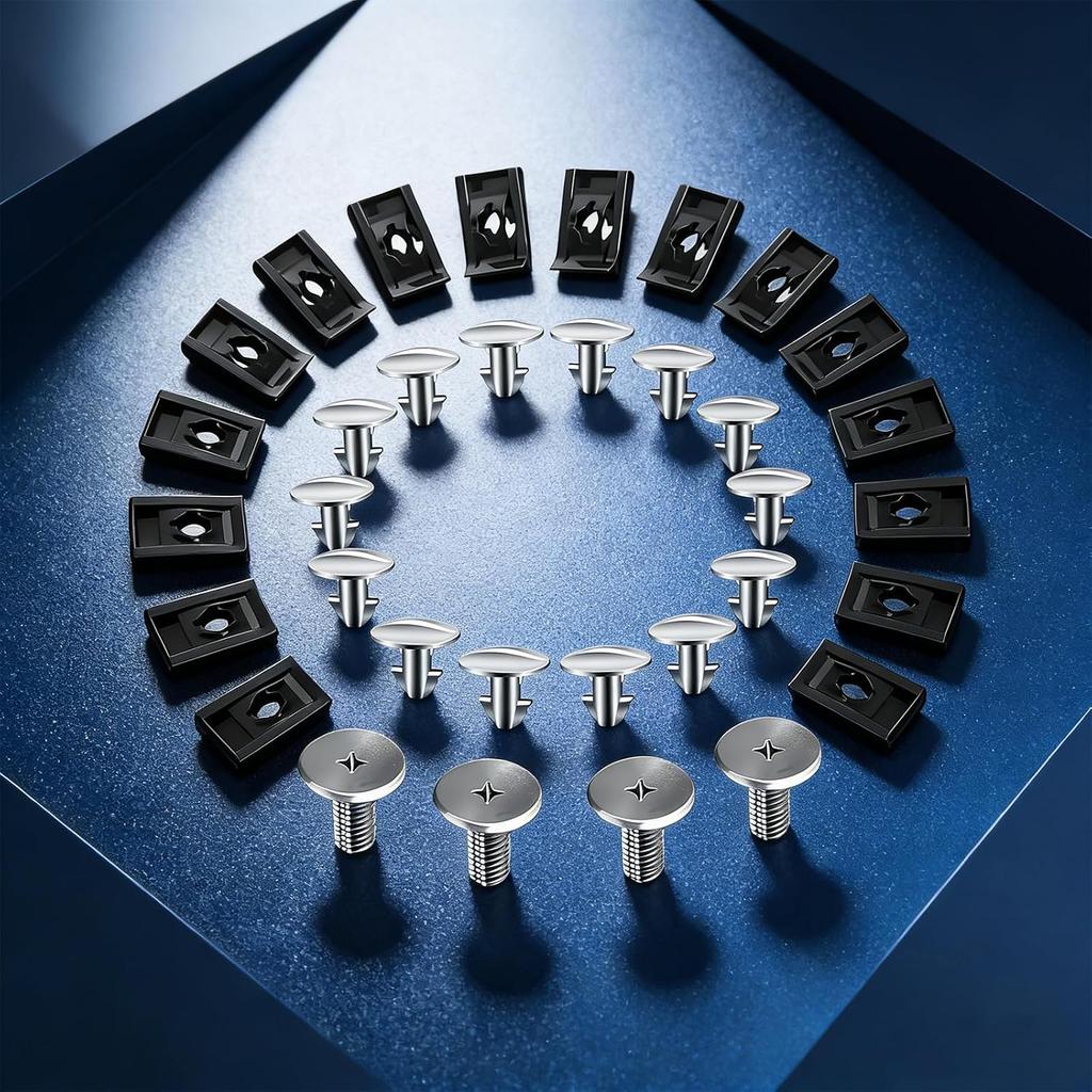 28PCS Lower Engine Cover Pin Screws & Splash Shield Clips,Radiator Access Cover Pin Clips,Skid Plate Bolts,Engine Splash Shield Bolt Screw Fastener