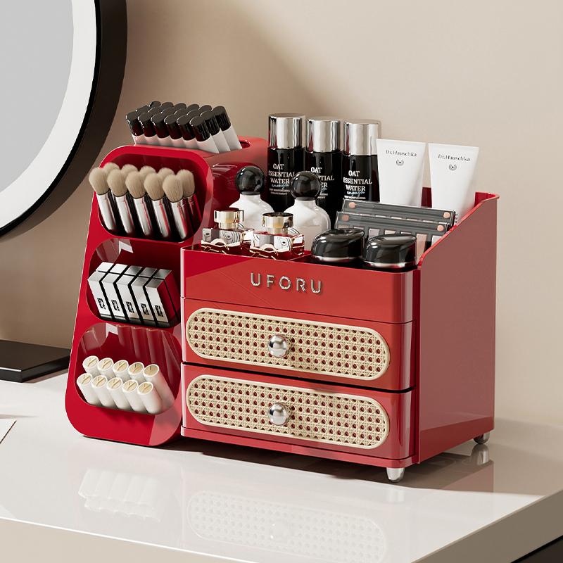 UFORU Makeup Organizer For Vanity, Countertop Organizer With Drawers, Spacious Cosmetic Display Case for Beauty Essential, Skinc