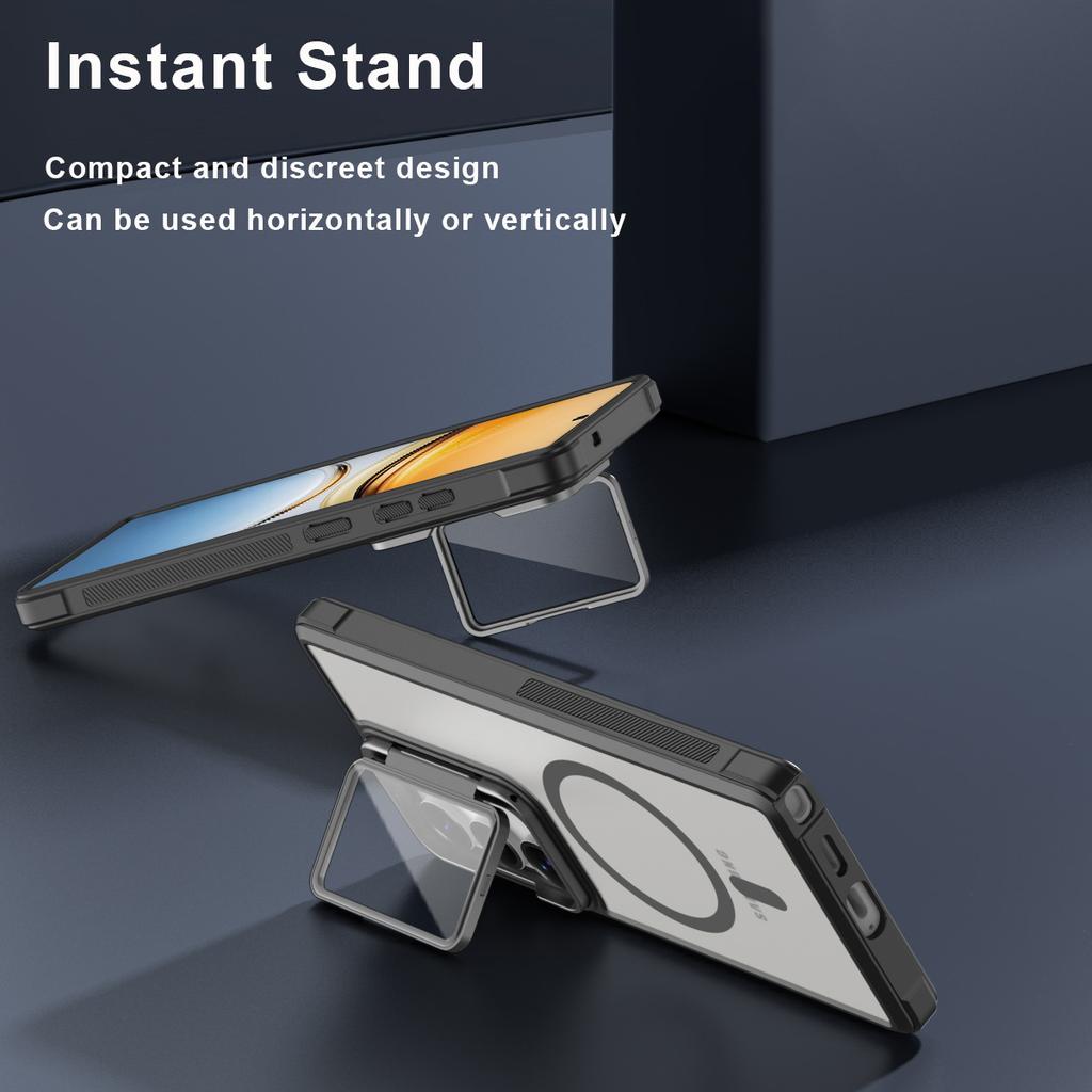 For Samsung Galaxy S26 Ultra Magnetic Case Clear Back Cover with Lens Cover Kickstand
