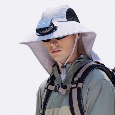 Yousheng Solar Fan Hat Wide-Brimmed Shawl Fishing Hat with Dual-Power Fan Design Solar USB Charging UV-Protection Outdoor Hat