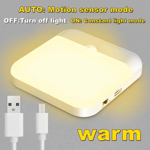 

Светодиодный ночник с датчиком движения PIR, перезаряжаемый через USB, с переключателем, ночная лампа для спальни, кухонный шкаф, беспроводная подсветка для шкафа 1PCS
