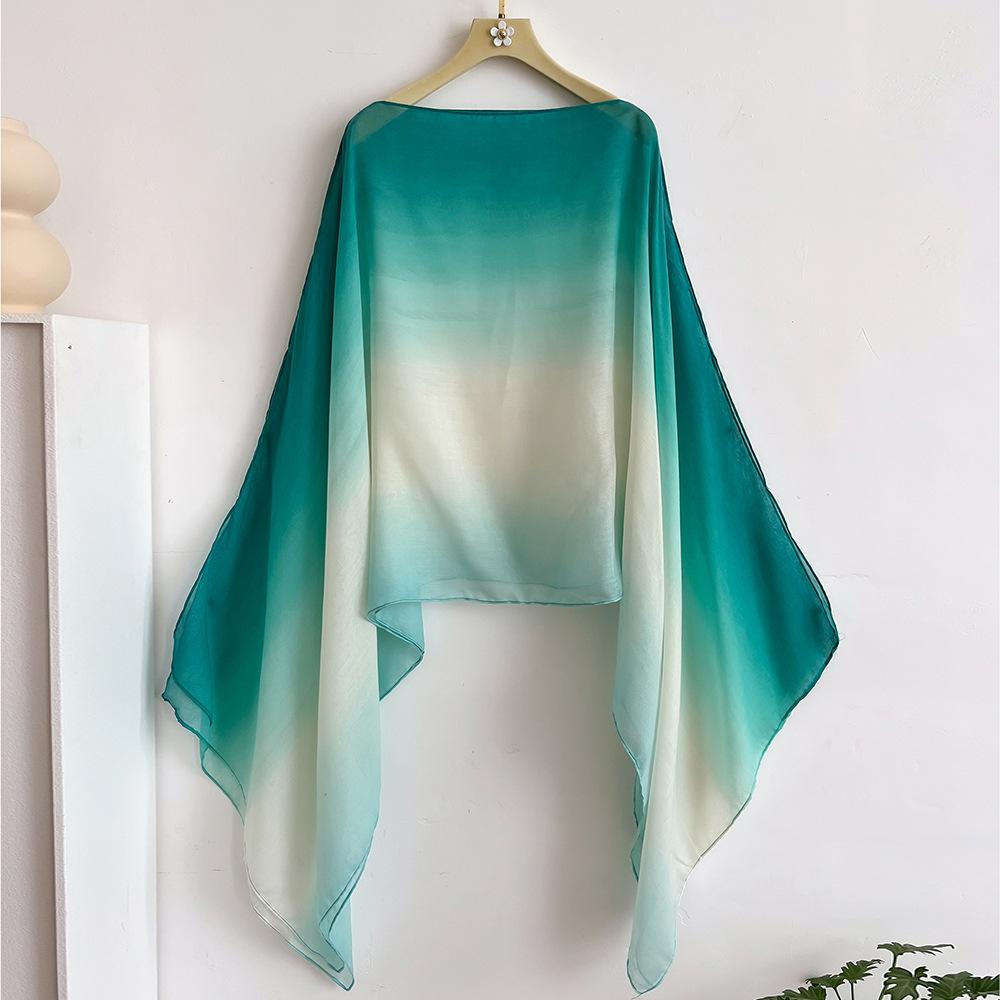 Travel Vacation Photo Summer New Chinese Sunscreen Shawl Women Thin Temperament Cape Cape Gradual Change Women