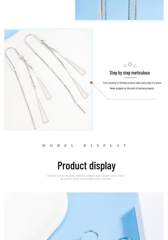 Elegant Korean Style Geometric Triangle Tassel Ear Cuffs for Women - 2022 Trendy Long Layered Earrings