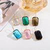 Colorful Rhinestone Square Stud Earrings for Women - European & American Style