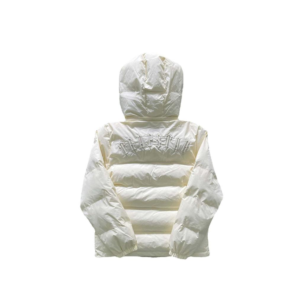 Trapstar Beige Small Logo Cotton Jacket with Detachable Hood