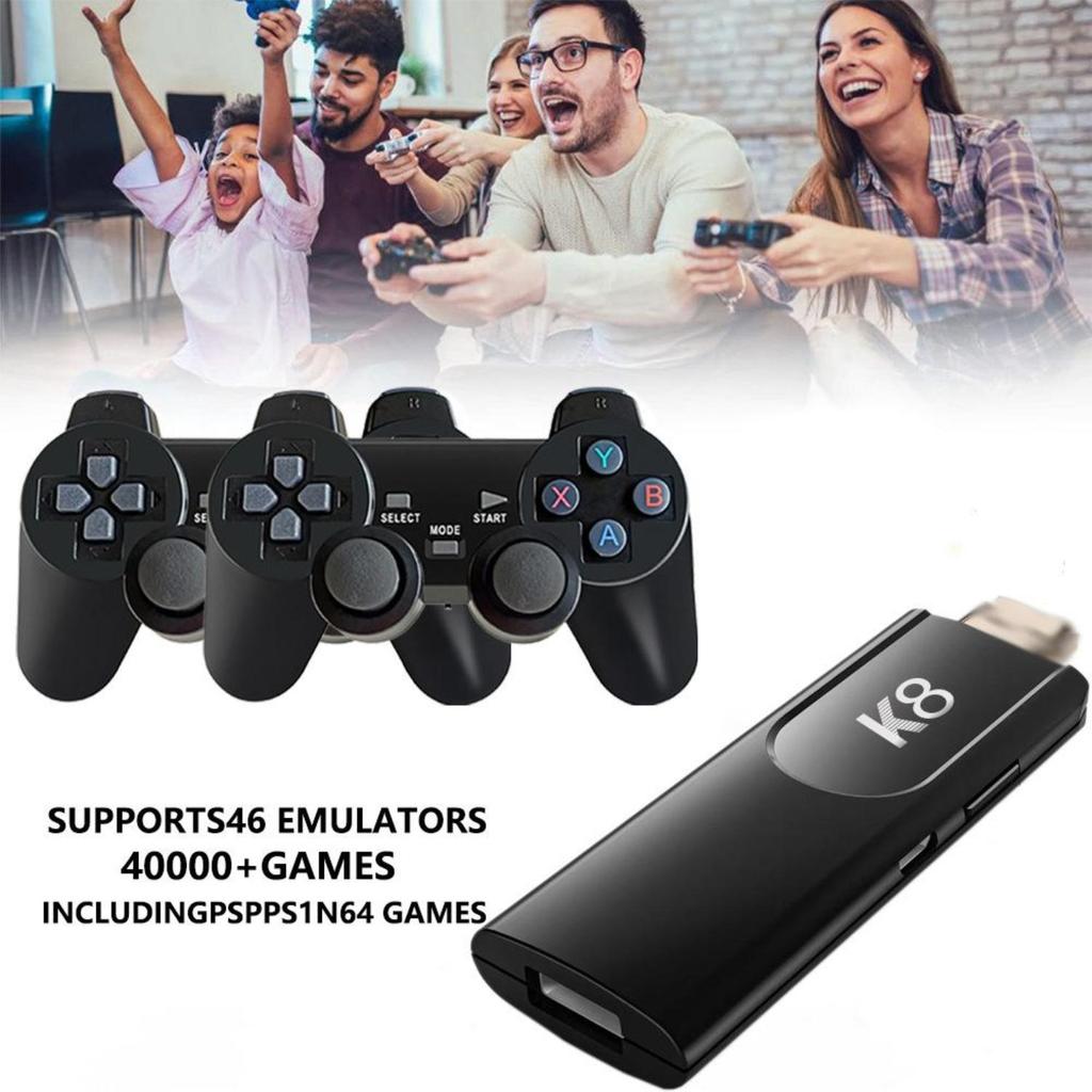 Console di gioco retrò wireless K8 con 40.000 giochi classici integrati, uscita TV HDMI 4K, doppio controller wireless 2.4G, stick di gioco nostalgico 64G