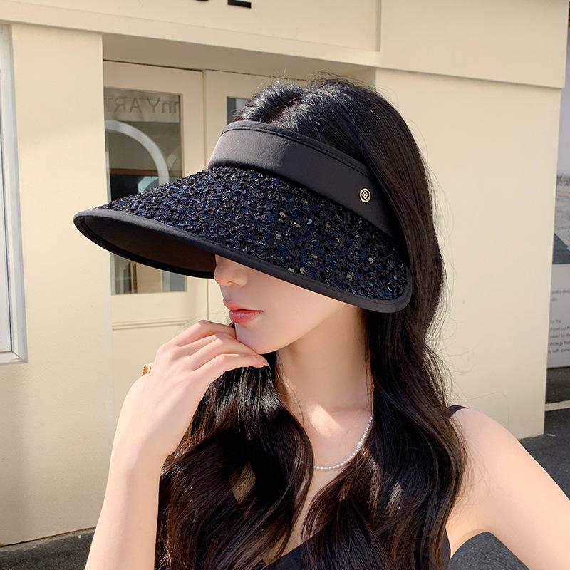 Sequined sunshade empty top hat Children's summer outdoor travel sunscreen empty top hat Small and versatile sun hat