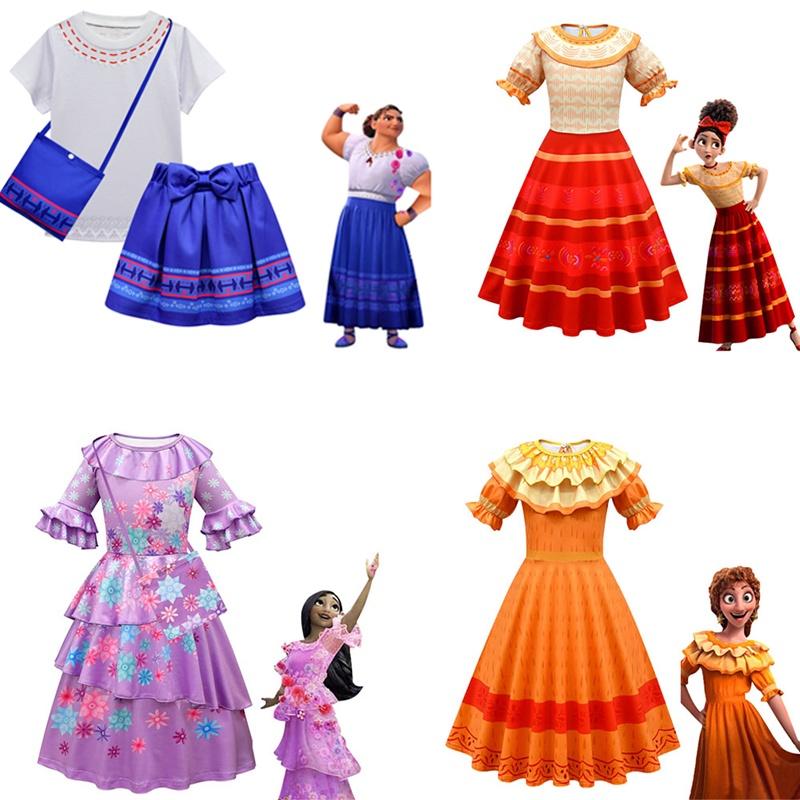 Encanto Mirabel Girls Princess Dress For Costume Parties And Cosplay Floral Detail