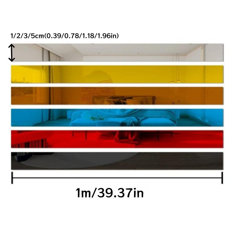 6Pcs 1m Mirror Decor Stickers Self-adhesive Acrylic Art Wall Tile Ceiling Edge 3D Strip Decoration TV Background Wall Sticker