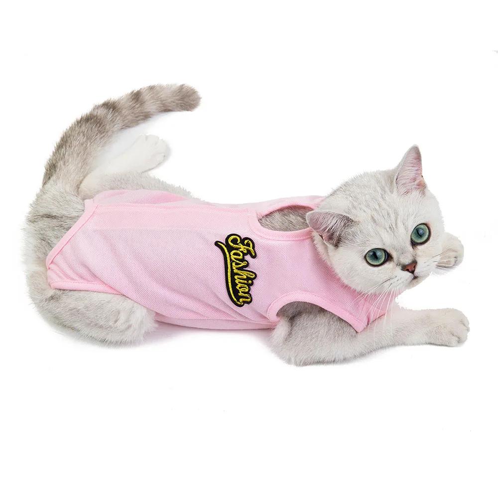 

Хирургический костюм для восстановления кошек, раны брюшной полости, кожные заболевания, электронный ошейник, альтернатива для кошек, профессиональная одежда для домашних животных после операции S розовый