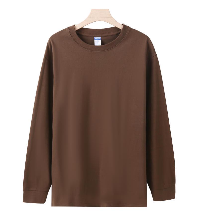 Heavy Double Yarn Long Sleeve Cotton T-shirt with Custom LOGO