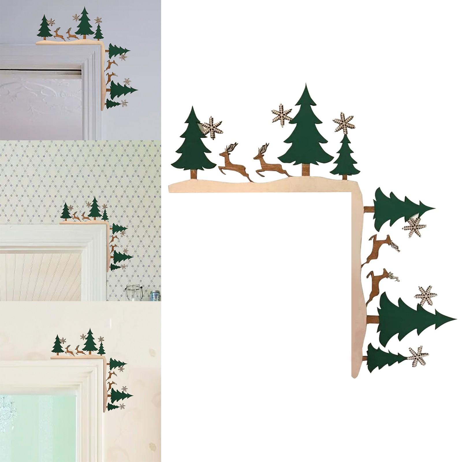 

1pc Christmas Door Frame Decorations Wooden Decorations Christmas Tree Elk Wood Crafts Christmas Decorations Navidad Pendant One Size армия зеленый