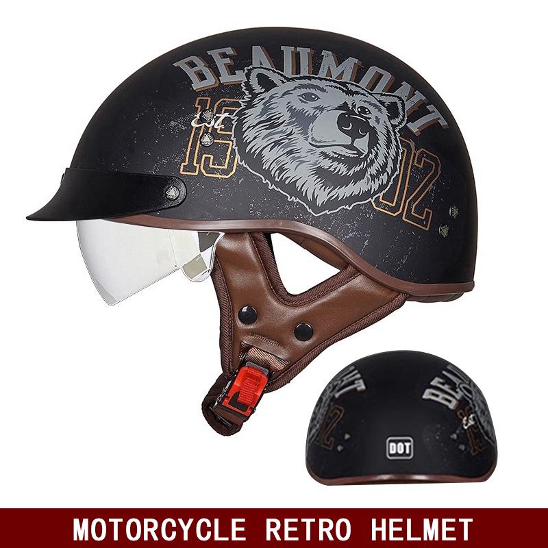 Motorcycle Semi-helmet Retro Helmet for Men and Women Cruise Motorcycle Helmet Portable Breathable Summer American Electric Car
