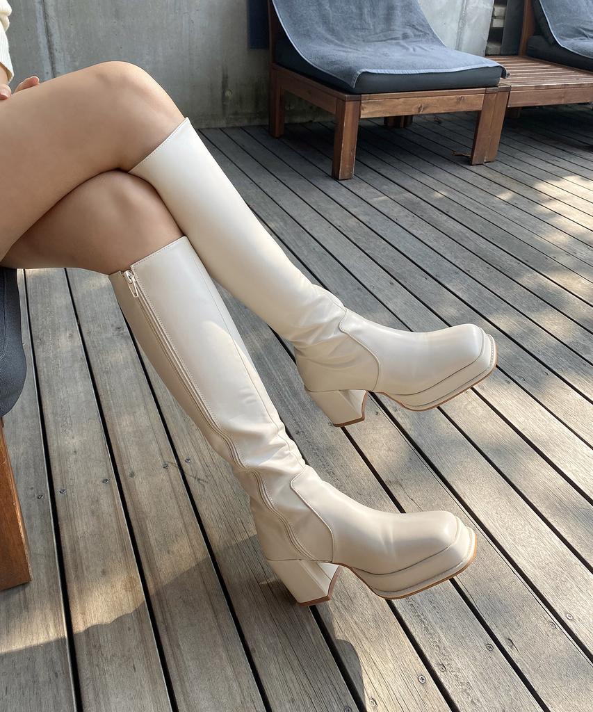 Shoehi Sophia Square Toe Long Boots B3810 (2 Colors)