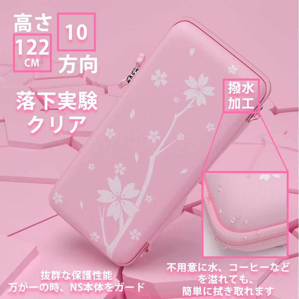 Switch Organic EL Case Pink Switch Case Switch Lite OLED Protective Cover 3way Handbag Crossbody Holds 10 Game Cards Carrying Set Large Capacity