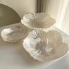 Nordic Style Flower Shape Fruit Plate Household Crystal Glass Pearlescent White Snack Storage Plate Large Capacity