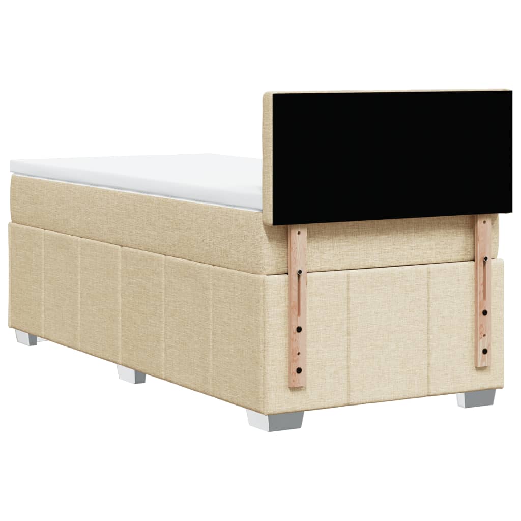 Box Spring Bed with Mattress Cream 100x200 cm Fabric