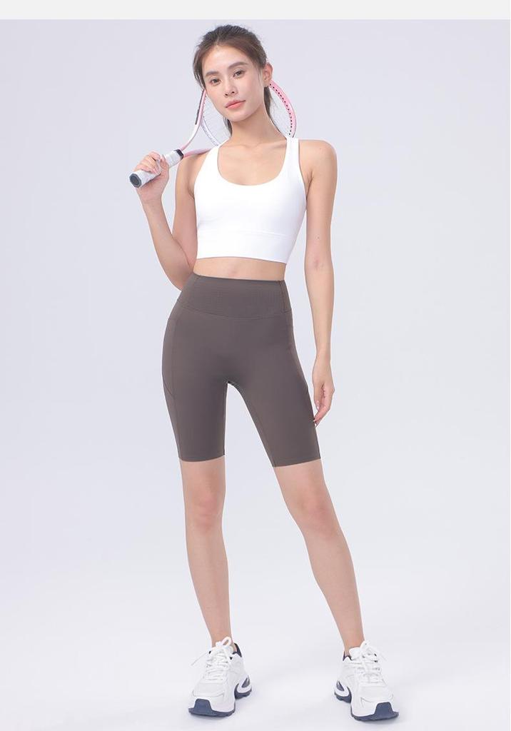 Women's Lightweight Yoga Shorts: Tummy Control, Butt Lifting, Breathable, with Pockets - Perfect for Cycling and Sports.