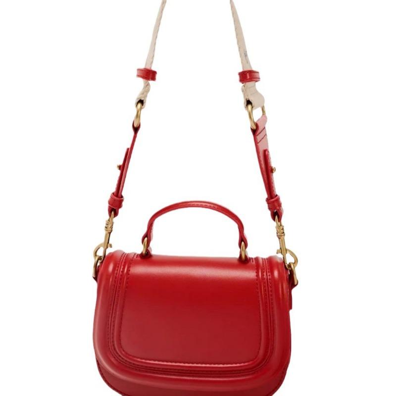 Women's New Saddle Bag China Red Ladies Mini Flip Shoulder Handheld Messenger Bag Women's Trend