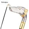 Golden White Dog Sausage Dog Head Walking Cane Fashion Decorative Walking Stick Gentleman Elegant Cosplay Cane Knob Crosier 93cm