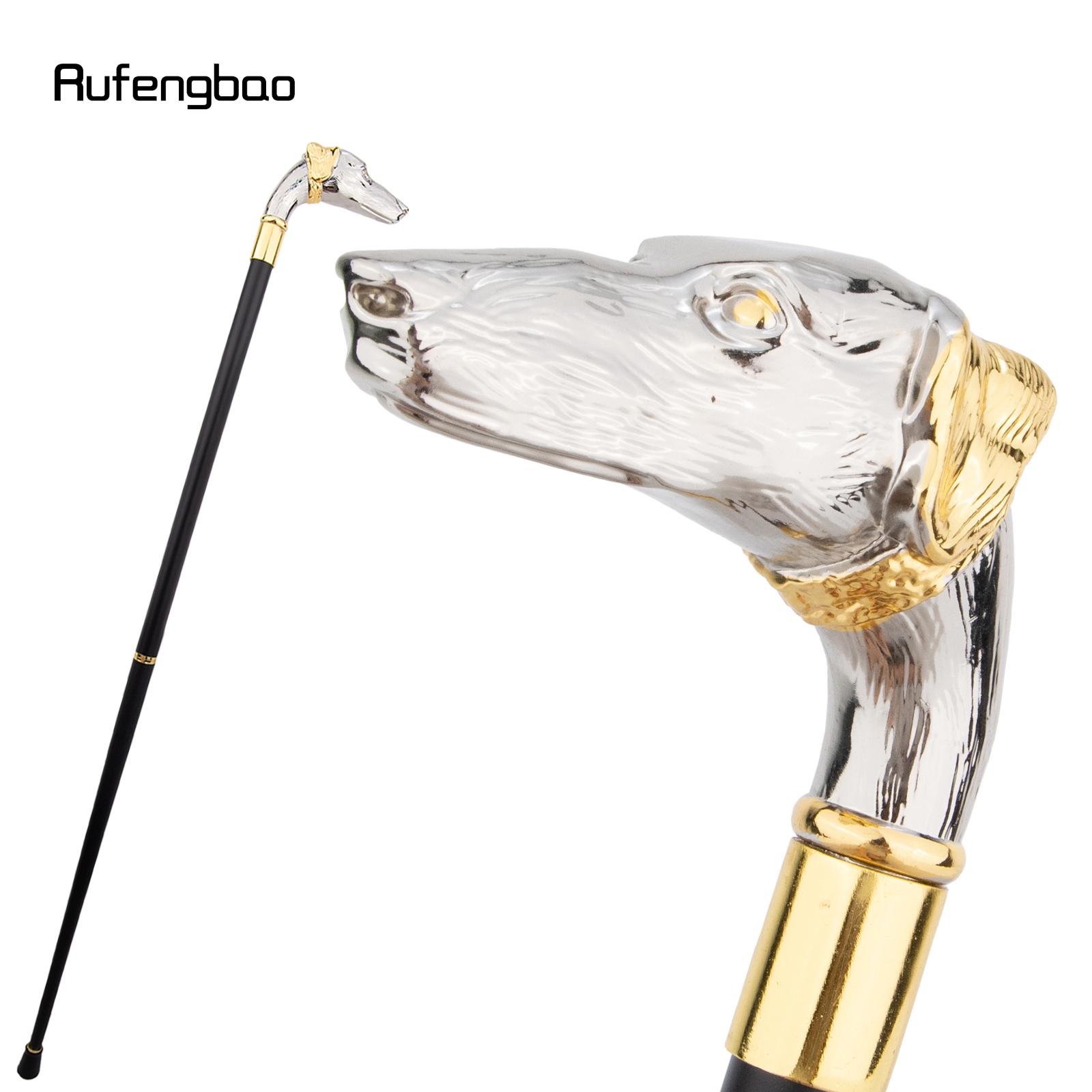 

Golden White Dog Sausage Dog Head Walking Cane Fashion Decorative Walking Stick Gentleman Elegant Cosplay Cane Knob Crosier 93cm