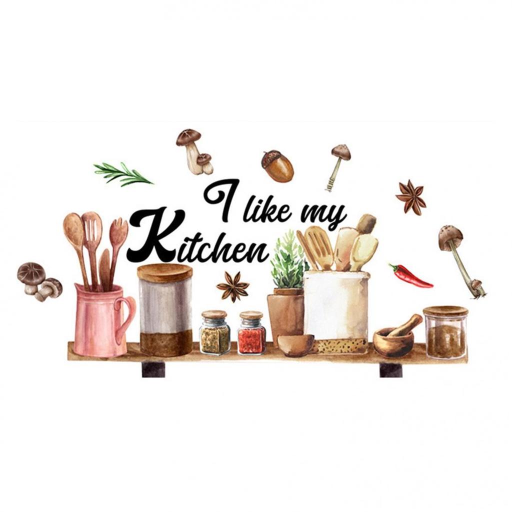 Kitchen Wall Stickers Fun Design Cook Utensils Home Decoration Restaurant