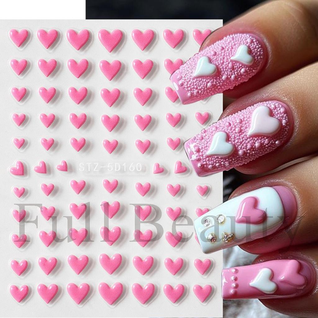 5D New Embossed Nail Art Sticker Valentine's Day Romantic Love Heart Nail Art Sticker