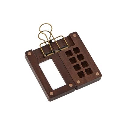 8/15 Przegródek Pusta Drewniana Paleta do Akwareli Przenośne Mini Podróżne Pudełko na Farby Akwarelowe Akrylowe (Bez pigmentu) Kwadratowe pudełko-taca