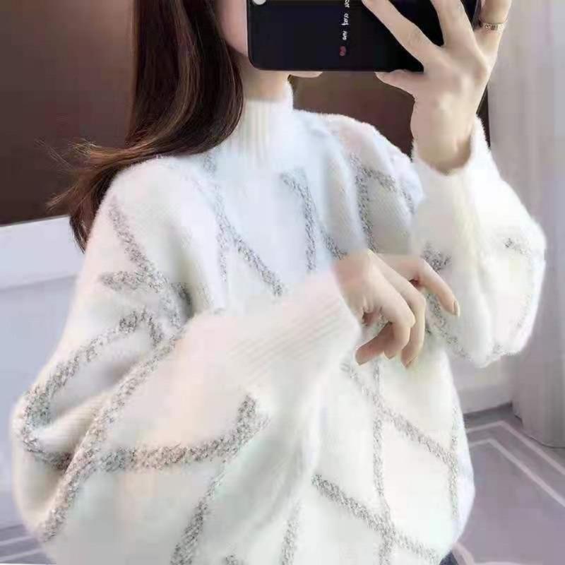 Svetr z imitace norkového fleecu Dámské Podzim a Zima 2023 Pevný Volný a Líný Vítr Sněhový Svetr Neil Svetr Dámské