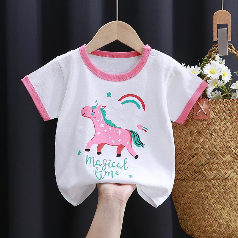 Kinder-Cartoon-Baumwoll-T-Shirt: Kurzärmliges Sommeroberteil für Jungen & Mädchen, Neuer koreanischer Stil