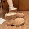 Big Head Ugly Cute Platform Snow Boots for Women Winter Plush Warm Anti Slip Thick Bottom Slip on Bread Cotton Boot Botas