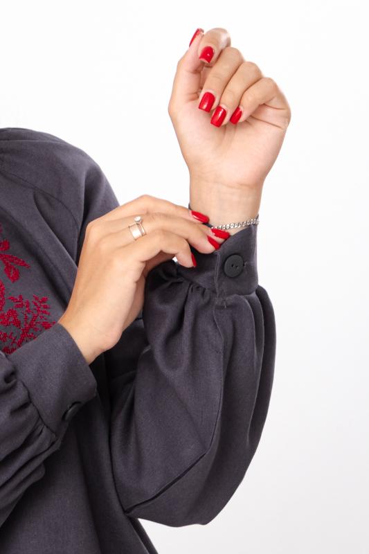Women’s Embroidered Blouse – Linen & Viscose Fabric, Long Sleeves, Any Season, 8439-070-22 HC