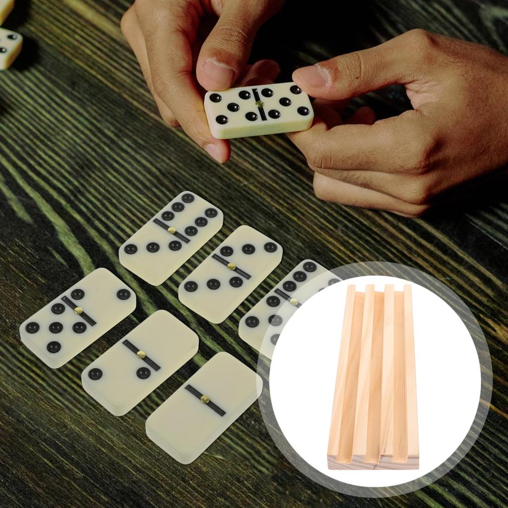 NOLITOY Domino Rack, Set of 4, Wooden Domino Stand Holder, for Dominoes, Mahjong Tiles, Playing Cards, Games, Organization, Display, 25cm