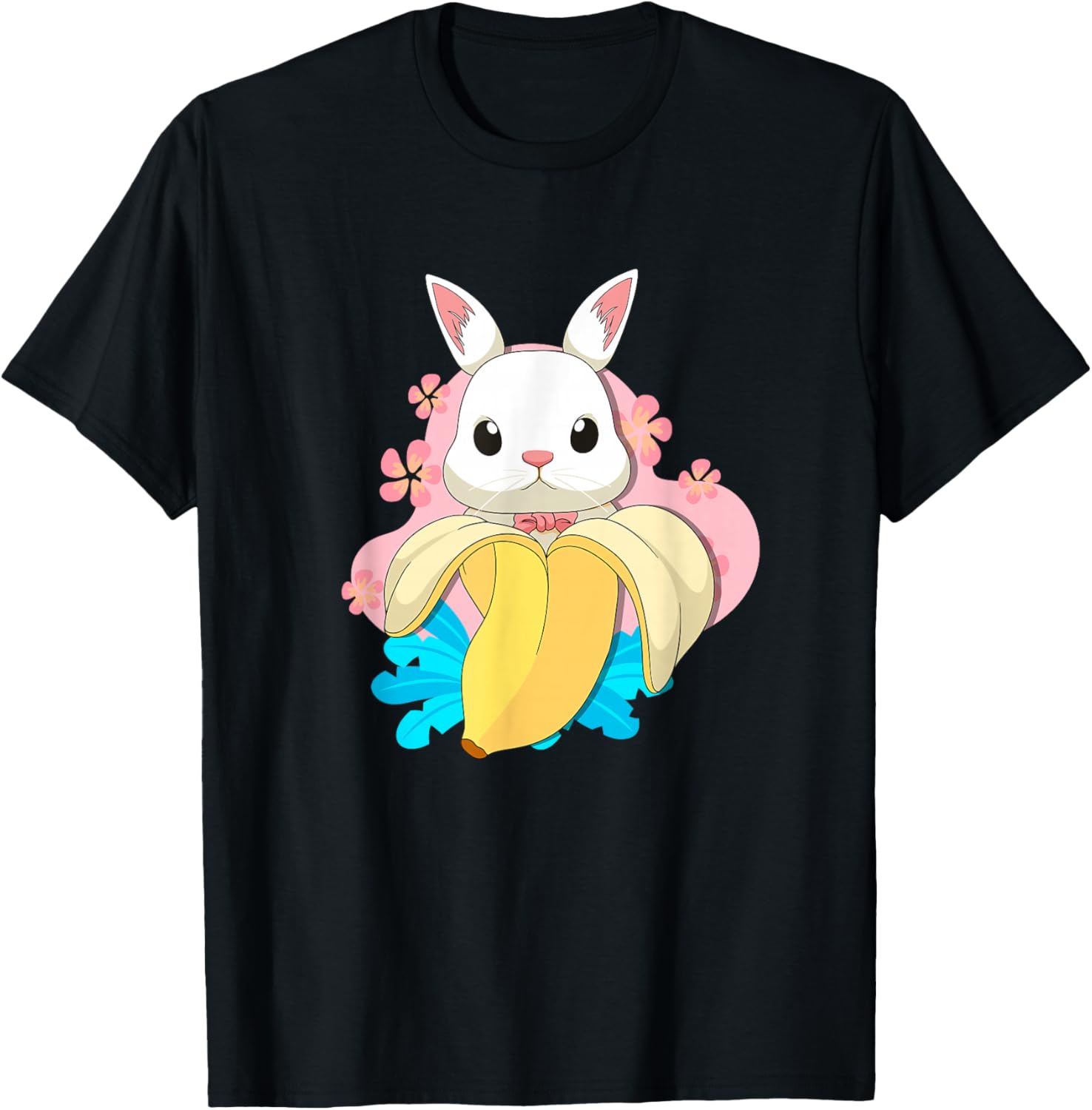 Bunny Banana Fruit Pun Easter Rabbit Lover Cute Graphic Tee Casual Crewneck T-Shirt 4XL