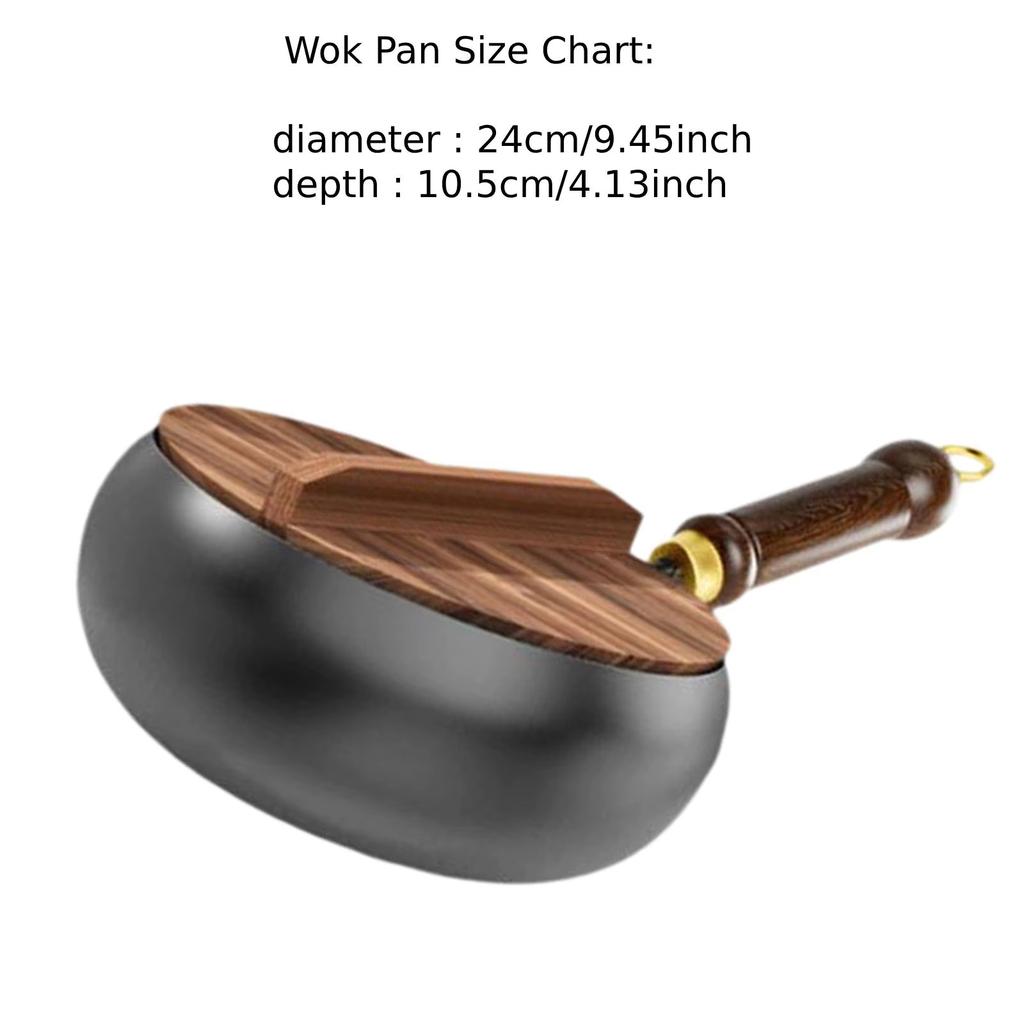 Antihaft Wok Bratpfanne Holzgriff Induktionsherd Kochen Ohne Beschichtung Gas Chinesischer Wok Flacher Boden für Küche Camping