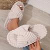 Couple Style Slippers, Lightweight for Home Use. Classic Elegance, Crossed Straps, Fluffy and Soft, Skin Friendly and Warm, One Foot Kick
