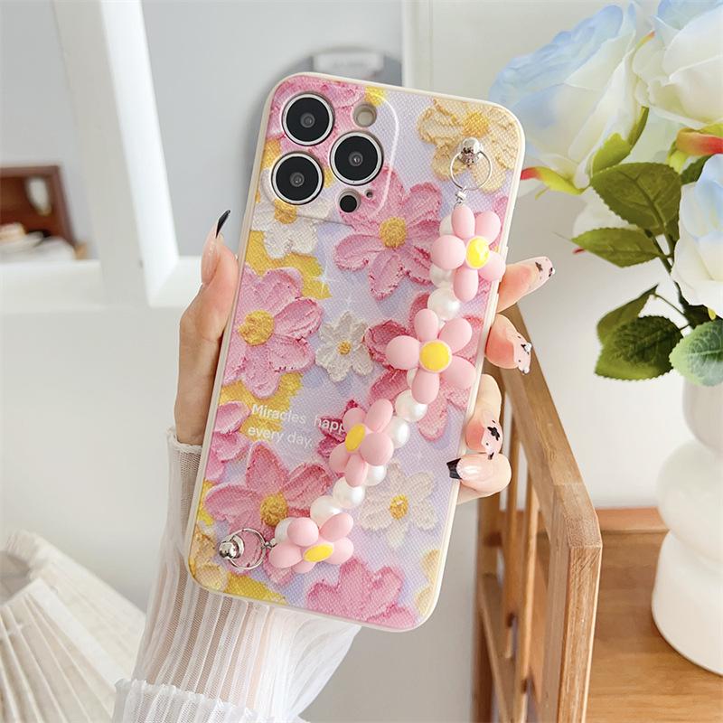 

Чехол-цепочка с цветами для женщин для Infinix Hot 50/40 Pro & 20S 30 Play розовый