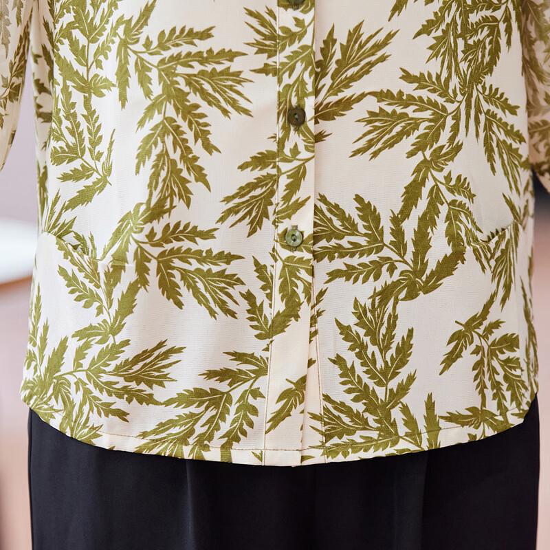 Pasite Damen Bluse mit Blumenmuster, Polokragen, 3/4-Ärmel