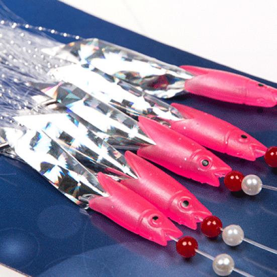 15/30Pcs Luminous Sabiki Rig Glow-in-the-dark Fish Skin Lure Rig Fishing Bait Rig with Hook Invisible Line Saltwater Freshwater Fishing Accessories
