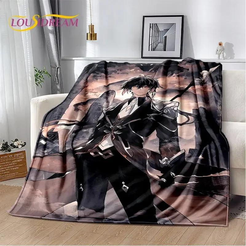 Genshin Impact Cartone Animato Gioco Coperta Morbida di Peluche, Coperta di Flanella Coperta da Lancio per Soggiorno Camera da Letto Letto Divano Copertura da Picnic Bambini