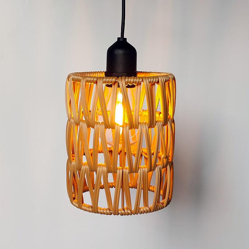 Wicker Rattan Battery Powered Decorative Pendant Light