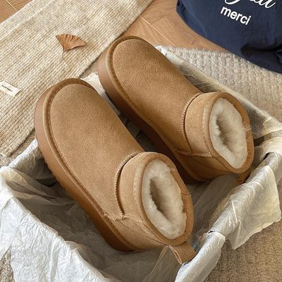 Inner Heightening Thick-soled Snow Boots Women's New Winter Piled Thickened Waterproof and Non-slip Short Bread Cotton Shoes